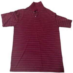 Men's Red Nike Golf Striped Polo Size Large Short Sleeve